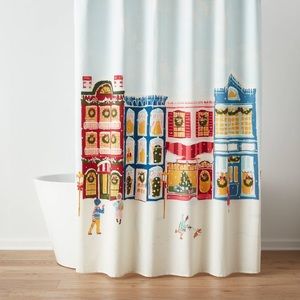 Winter City Scene Christmas Shower Curtain - Threshold nwt